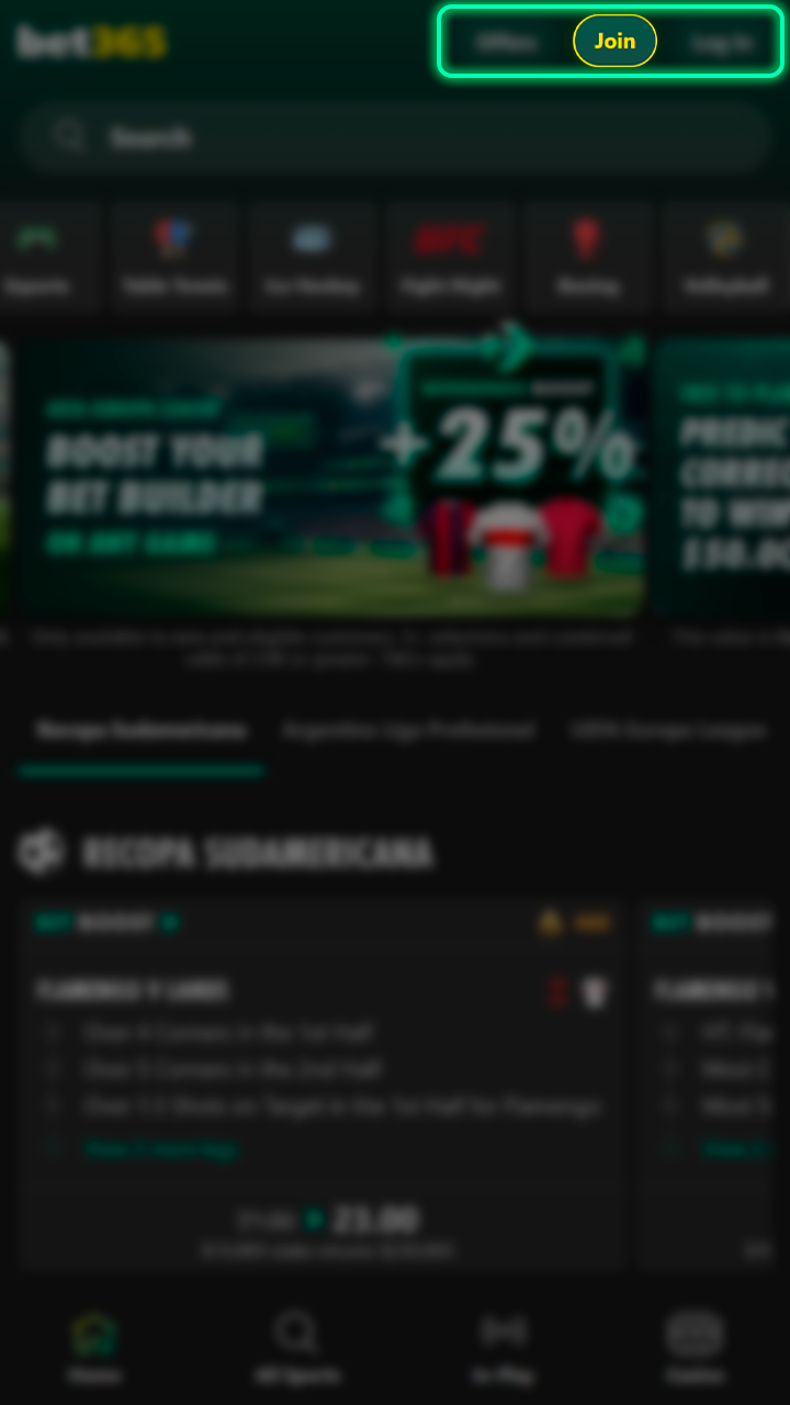 Create a new personal account to join Bet365.
