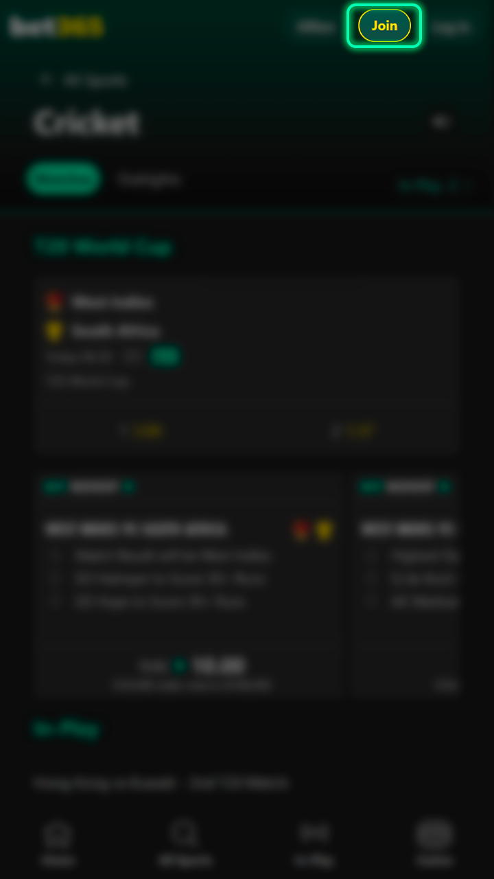 Access the official cricket betting platform at Bet365.
