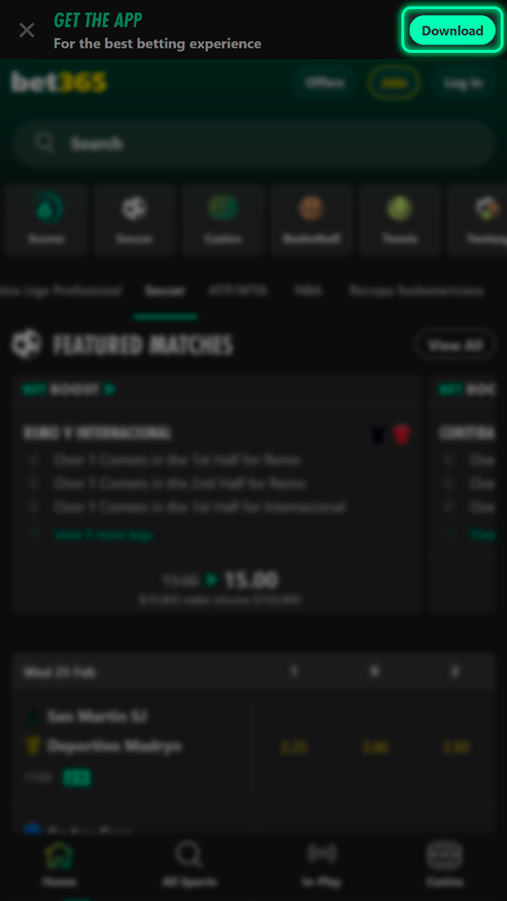 Go to the Bet365 website to download the file by clicking on the button.