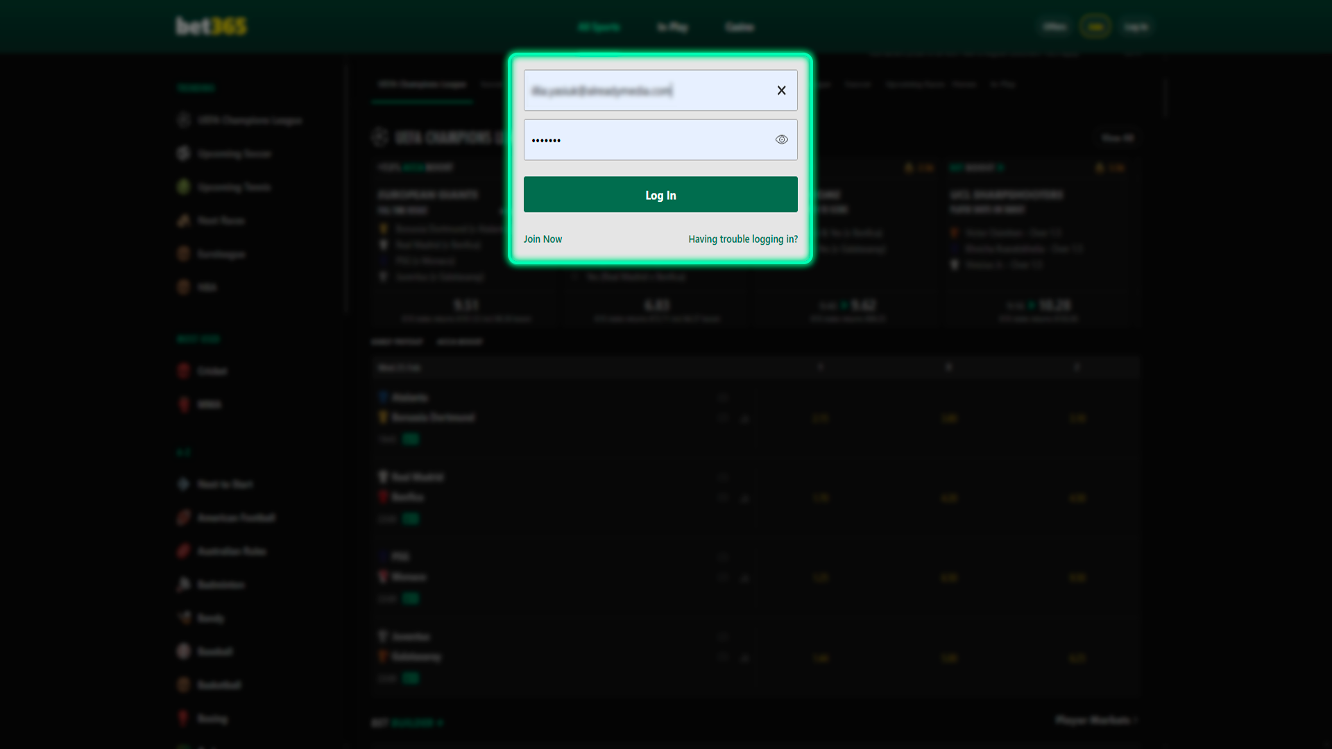 Navigate to the payment section within Bet365.