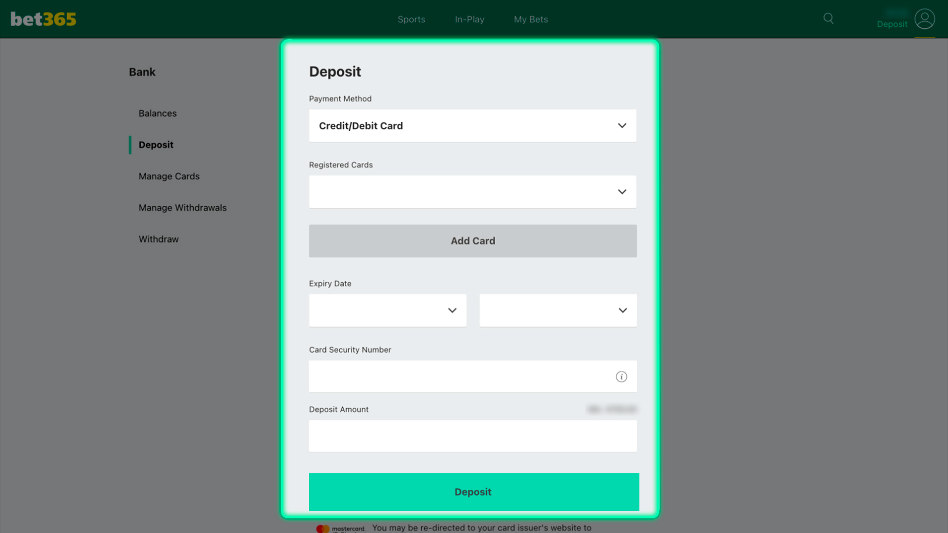 Request quick and secure payouts from Bet365.