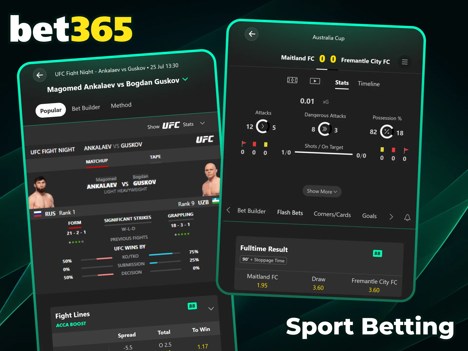 Place live sports bets in real time using the dynamic Bet365 app features.