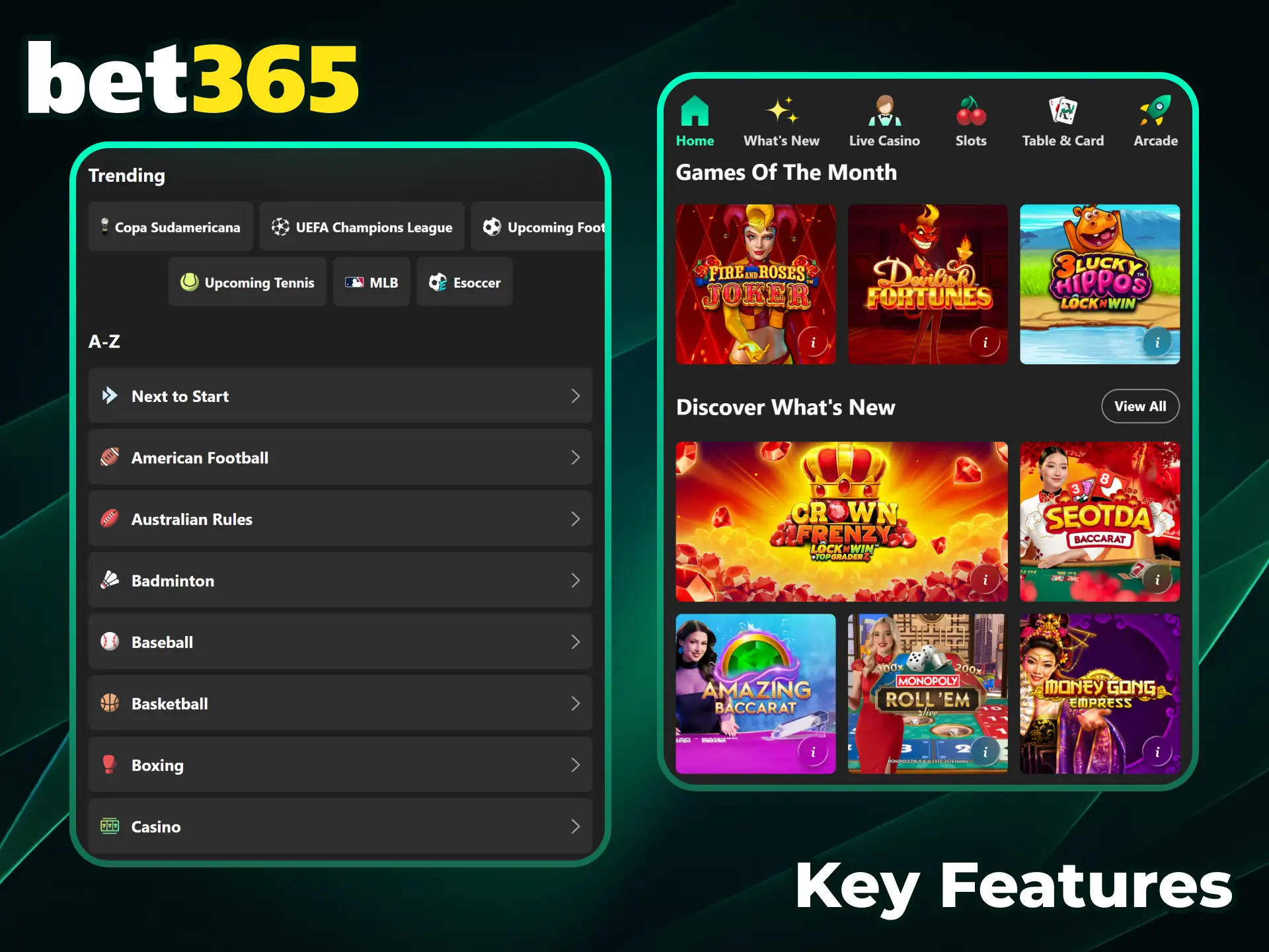 Explore top mobile app features and main benefits for placing bets at Bet365.