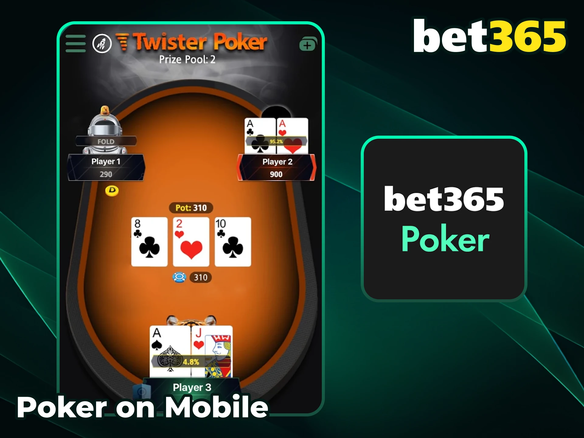 Join mobile poker rooms via the Bet365 app and test your strategy against real players.