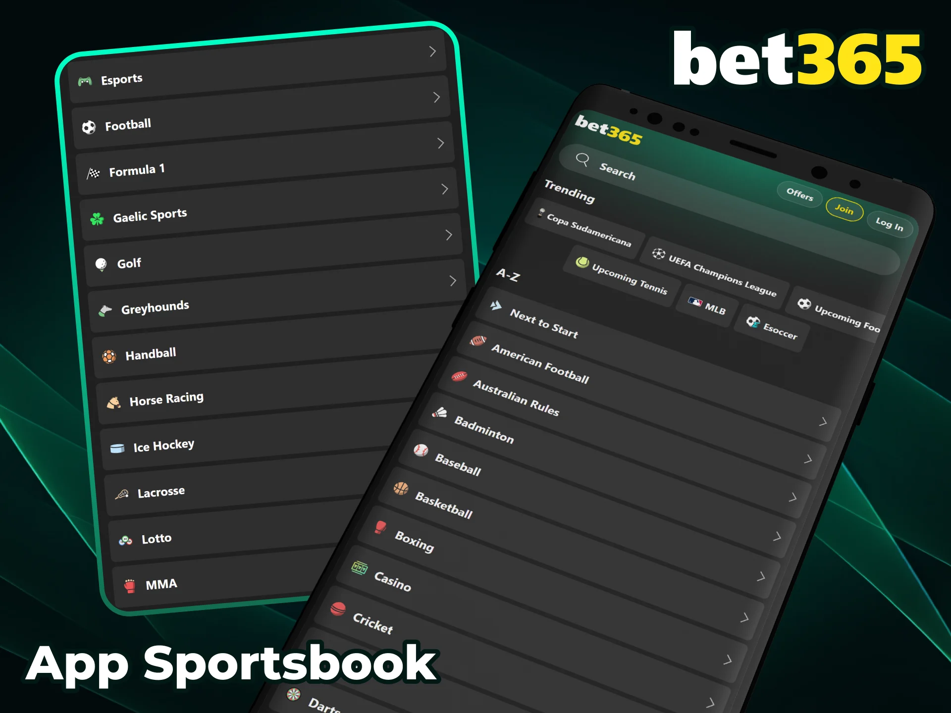 Bet on popular sports events through the official Bet365 sportsbook app.