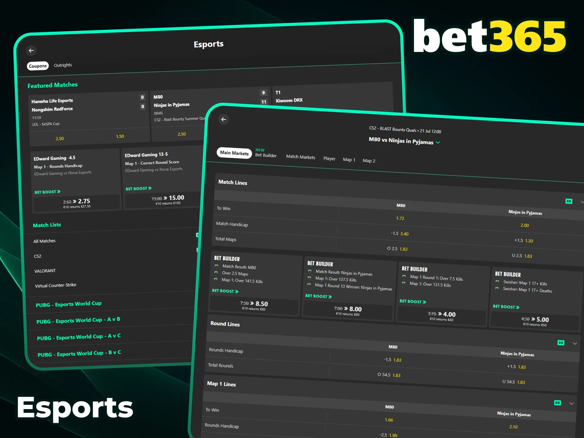 Start betting on live esports tournaments with top odds at Bet365.
